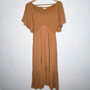 Baltic Born Felicity Smocked Dress Camel Brown Women's Large L